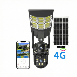 كاميرا مراقبة بشريحة بيانات 4G بطاقة شمسية مصباح اضواء الشارع بكمرتين و 3 شاشات مع إضاءة LED للمزارع والشوارع مقاومة للماء رؤية الليلية مستشعر تلقائي sweety1 كاميرات مراقبة