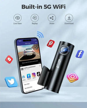 كاميرا داش كام ازدوم AZDOME M300S 4K أمامية وخلفية، واي فاي GPS 5.8G للسيارات، بطاقة ذاكرة سعة 64 جيجابايت مجانية، تحكم صوتي، رؤية ليلية داش كام