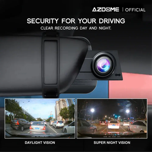داش كام ازدوم Azdome AR09 مراية مرايا واي فاي كاميرتين جي بي اس شاشة لمس زاوية متسعة رؤية ليلية حساس الحوادث نظام جي داش كام