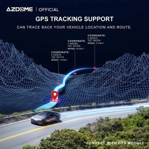 داش كام ازدوم Azdome AR09 مراية مرايا واي فاي كاميرتين جي بي اس شاشة لمس زاوية متسعة رؤية ليلية حساس الحوادث نظام جي داش كام