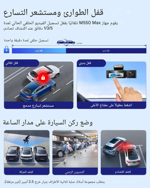 كاميرا داش كام سيارة ازدوم AZDOME M550 Max 4K ثلاثية القنوات - تسجيل أمامي وخلفي وداخلي بدقة 4K+2.5K+1080P مع واي فاي وGPS مدمج ورؤية ليلية بالأشعة تحت الحمراء وبطاقة ذاكرة 64 جيجا sweety1 داش كام