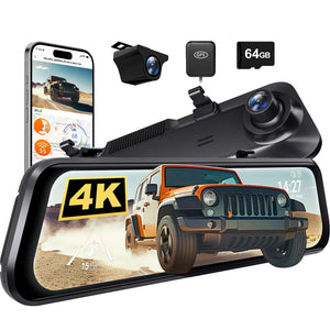 كاميرا داش كام لسيارة WOLFBOX G850 PRO 4K WiFi بشاشة 12 بوصة - مرآة داش كام مع ADAS وBSD، واي فاي 5.8 جيجاهرتز، تحكم صوتي، مسجل DVR، مرآة رؤية خلفية ذكية sweety1 داش كام