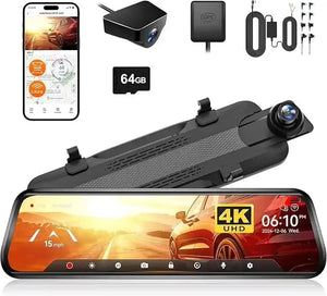 كاميرا داش كام الذيب لسيارة WOLFBOX G930 امامية و خلفية واي فاي 10 بوصة 4K مرآة ذكية GPS مراقبة 24 ساعة شاشة لمس داش كام مع كيبل مراقبة 24 ساعة خلال 3-4 ايام مجانا 64 جيجا Car Electronics