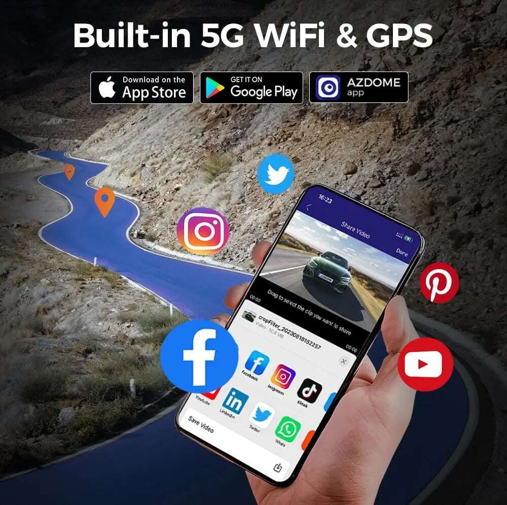 4 قنوات 4 كاميرات داش كام كاميرا للسيارة Azdome M660 تصوير كل جهات السيارة تحكم صوتي مع رؤية ليلية ومكثف بزاوية 360 درجة أمامية خلفية ذاكرة مدمجة 128 جيجابايت واي فاي داش كام