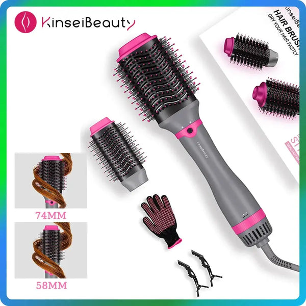 فرشاة هواء ساخن 4 في 1 بأيونات سالبة 1200 واط مع فرشاتين قابلتين للتبديل