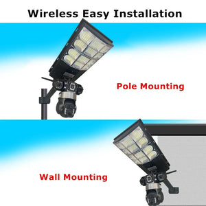 كاميرا إنارة شارع بالطاقة الشمسية 4G - 15MP زووم 10X ثلاث عدسات تتبع حركي مقاومة للماء - Solar Street Light Camera sweety1 كاميرات مراقبة