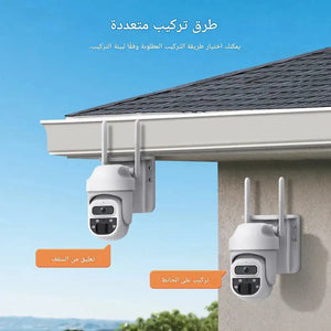 كاميرا مراقبة خارجية بالطاقة الشمسية 4G بشريحة بيانات PTZ دوران 360 درجة كشف حركة PIR صوت ثنائي رؤية ليلية ملونة مقاومة للماء IP65 بطارية مدمجة تخزين سحابي Solar Security Camera كاميرات مراقبة