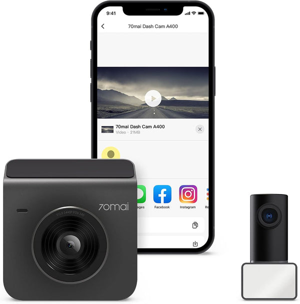 70 May Dash Cam for Car A400 Front and Rear LCD Screen Built-in Wi-Fi, Parking Screen, 145° Wide View, WDR Night Vision, Mobile App