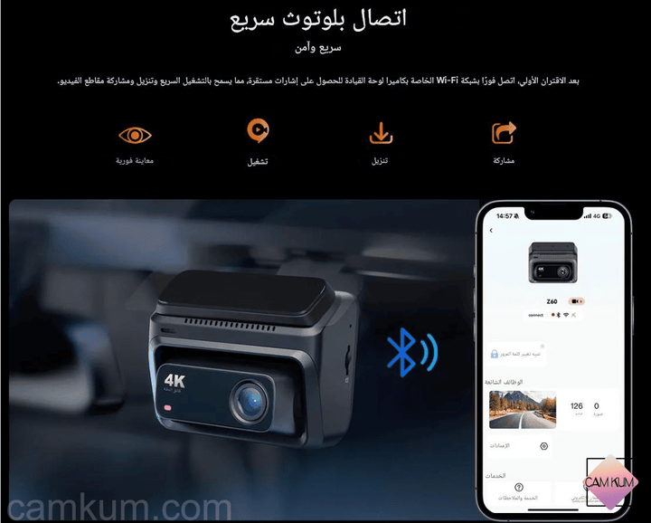 كاميرا داش DDPAI Z60 دي دي باي 3 كاميرات 4K+1080 مستشعر مزدوج واي فاي GPS ذاكرة داخلية 32 جيجا رؤية ليلية IPS 3 HDR، ADAS، وقوف 24 ساعة قياس تسارع sweety1
