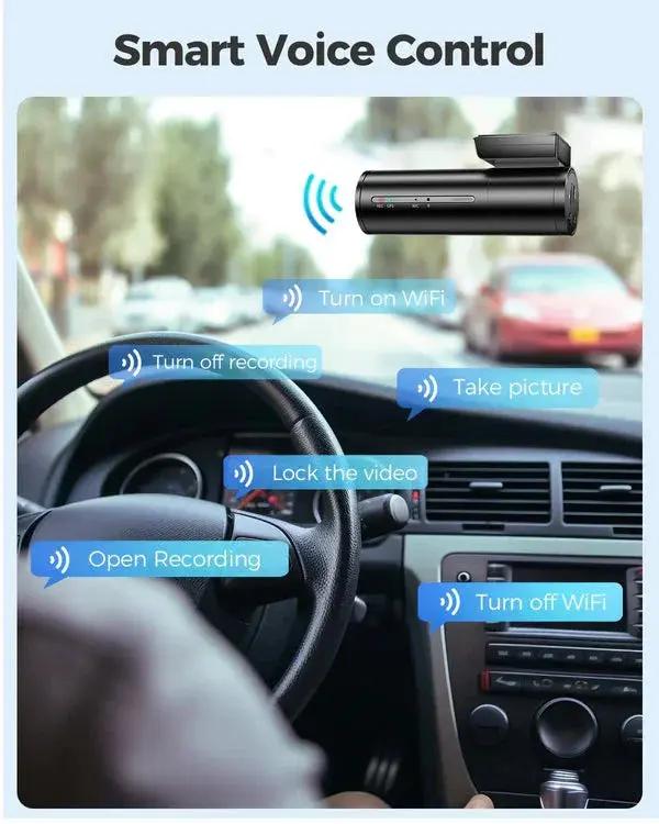 كاميرا داش كام ازدوم AZDOME M300S 4K أمامية وخلفية، واي فاي GPS 5.8G للسيارات، بطاقة ذاكرة سعة 64 جيجابايت مجانية، تحكم صوتي، رؤية ليلية داش كام