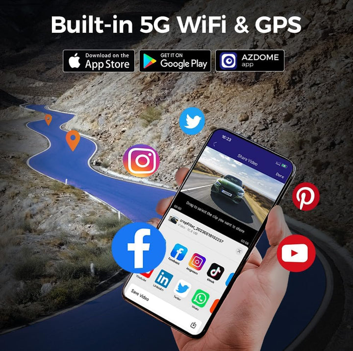 4 قنوات 4 كاميرات داش كام كاميرا للسيارة Azdome M660 تصوير كل جهات السيارة تحكم صوتي مع رؤية ليلية ومكثف بزاوية 360 درجة أمامية خلفية ذاكرة مدمجة 128 جيجابايت واي فاي sweety1