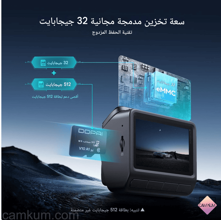 كاميرا داش DDPAI Z60 دي دي باي 3 كاميرات 4K+1080 مستشعر مزدوج واي فاي GPS ذاكرة داخلية 32 جيجا رؤية ليلية IPS 3 HDR، ADAS، وقوف 24 ساعة قياس تسارع sweety1