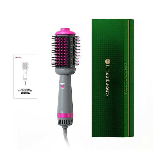 فرشاة هواء ساخن مزدوجة الغرض لفرد الشعر سيراميك مضادة للكي متعددة الوظائف