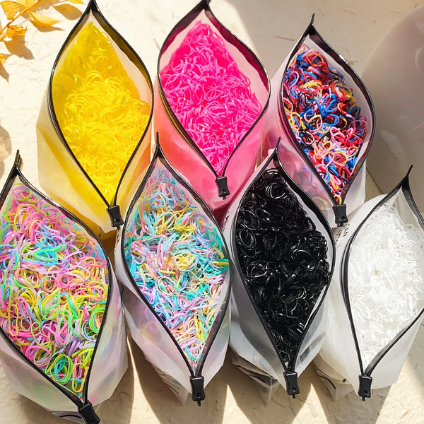 500/1000/2000 Pieces Colorful Disposable Elastic Hair Bands for Girls | Kids Hair Accessories | Headbands &amp; Ponytail Holders