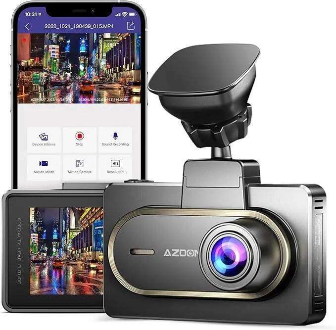 كاميرا داش كام ازدوم AZDOME 2K بدقة QHD 2560x1440P أمامية و خلفية واي فاي كاميرا سيارة M27 بشاشة 3 بوصة، رؤية ليلية WDR، مراقبة الركن، مستشعر G-Sensor، زاوية واسعة 150 درجة داش كام   افضل أحسن أرخص عروض 