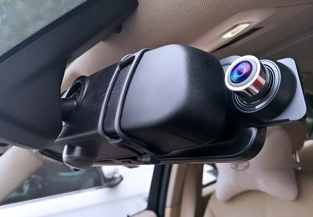 داش كام ازدوم Azdome AR09 مراية مرايا واي فاي كاميرتين جي بي اس شاشة لمس زاوية متسعة رؤية ليلية حساس الحوادث نظام جي داش كام
