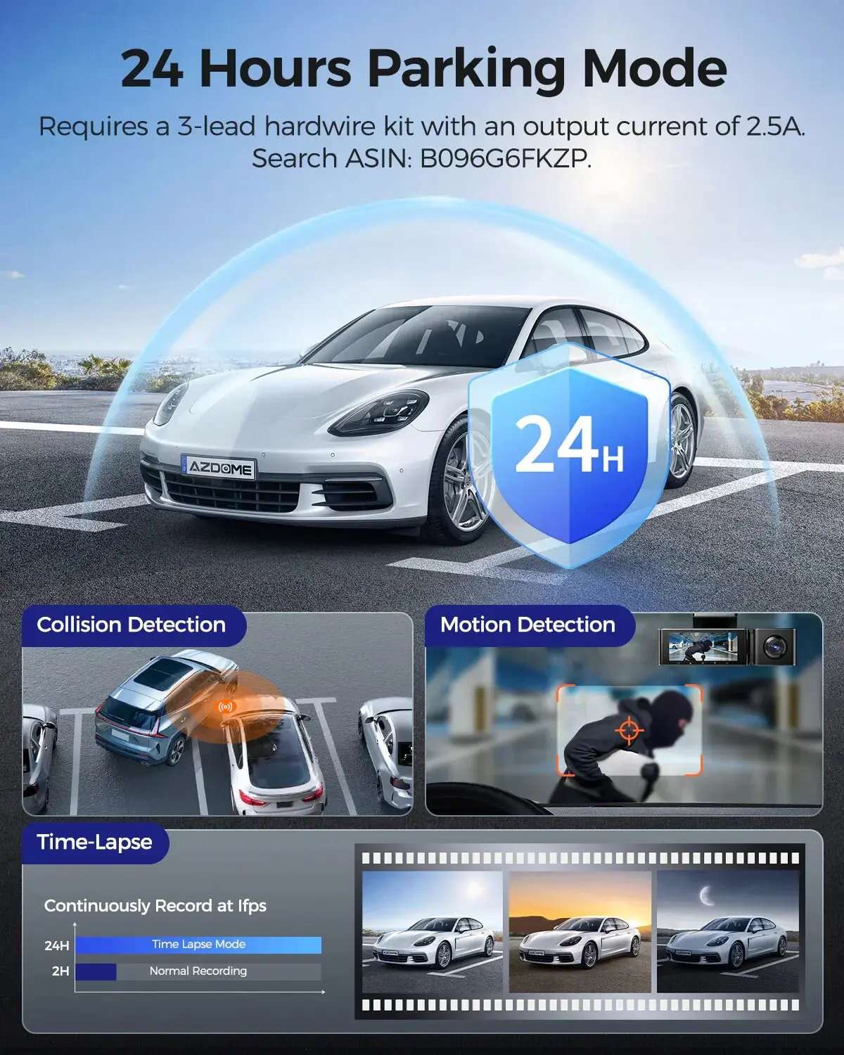 ازدوم داش كام Azdome M550 MAX 4K 3CH ماكس 3 كاميرات أمامية وخلفية وداخلية واي فاي رؤية ليلية جي بي اس مستشعرحوادث نظام تحديد مسار شاشة ركن السيارة داش كام