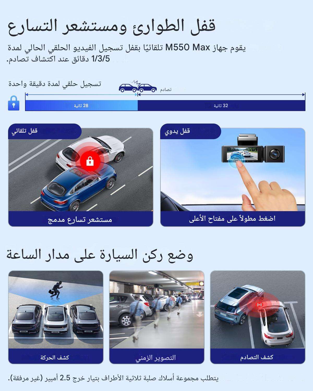 كاميرا داش كام سيارة ازدوم AZDOME M550 Max 4K ثلاثية القنوات - تسجيل أمامي وخلفي وداخلي بدقة 4K+2.5K+1080P مع واي فاي وGPS مدمج ورؤية ليلية بالأشعة تحت الحمراء وبطاقة ذاكرة 64 جيجا sweety1 داش كام