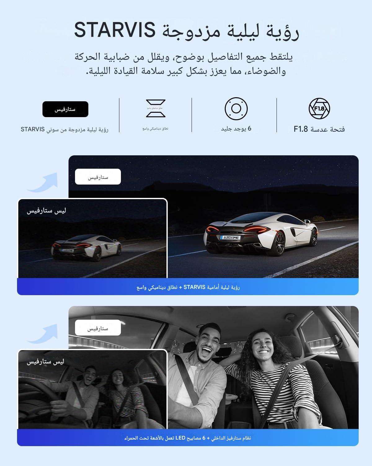 كاميرا داش كام سيارة ازدوم AZDOME M550 Max 4K ثلاثية القنوات - تسجيل أمامي وخلفي وداخلي بدقة 4K+2.5K+1080P مع واي فاي وGPS مدمج ورؤية ليلية بالأشعة تحت الحمراء وبطاقة ذاكرة 64 جيجا sweety1 داش كام