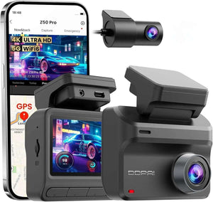 داش كام DDPAI Z50 Pro أمامية وخلفية 4K واي فاي 5G GPS شاشة IPS رؤية ليلية AI مراقبة 48 ساعة ADAS داش كام