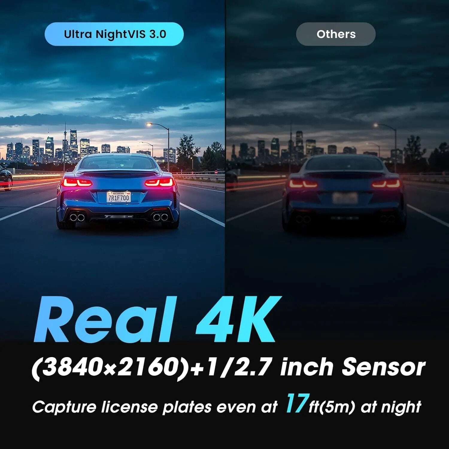 كاميرا داش DDPAI Z60 دي دي باي 3 كاميرات 4K+1080 مستشعر مزدوج واي فاي GPS ذاكرة داخلية 32 جيجا رؤية ليلية IPS 3 HDR، ADAS، وقوف 24 ساعة قياس تسارع داش كام