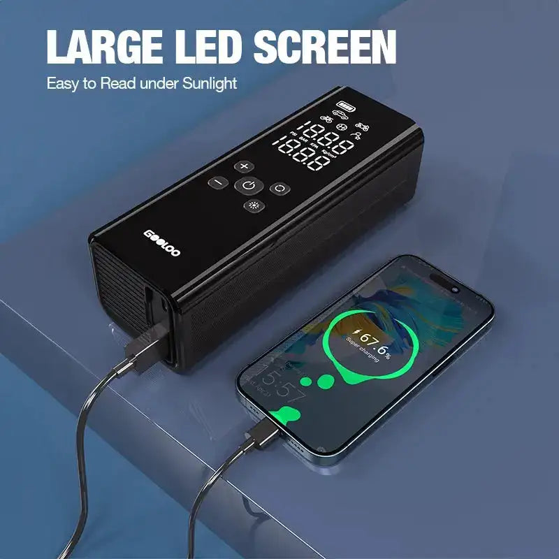 ضاغط هواء كهربائي منفاخ GOOLOO للسيارة - منفاخ إطارات محمول مع مصباح LED - 150PSI ملحقات السيارات