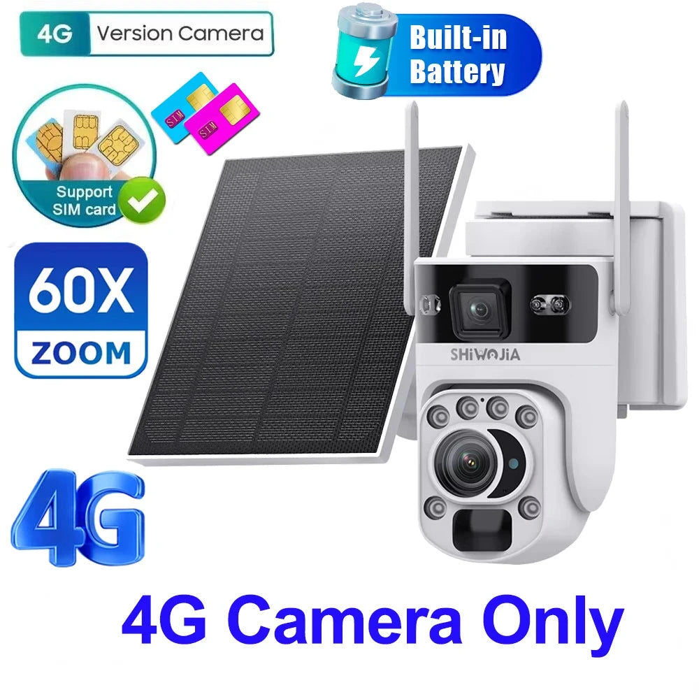كاميرا مراقبة يو بوكس Ubox بطاقة شمسية 60X زوم 12MP 4G بشريحة بيانات 6K كاميرتين بطارية 10500mAh تتبع حركة بشري sweety1 كاميرات مراقبة