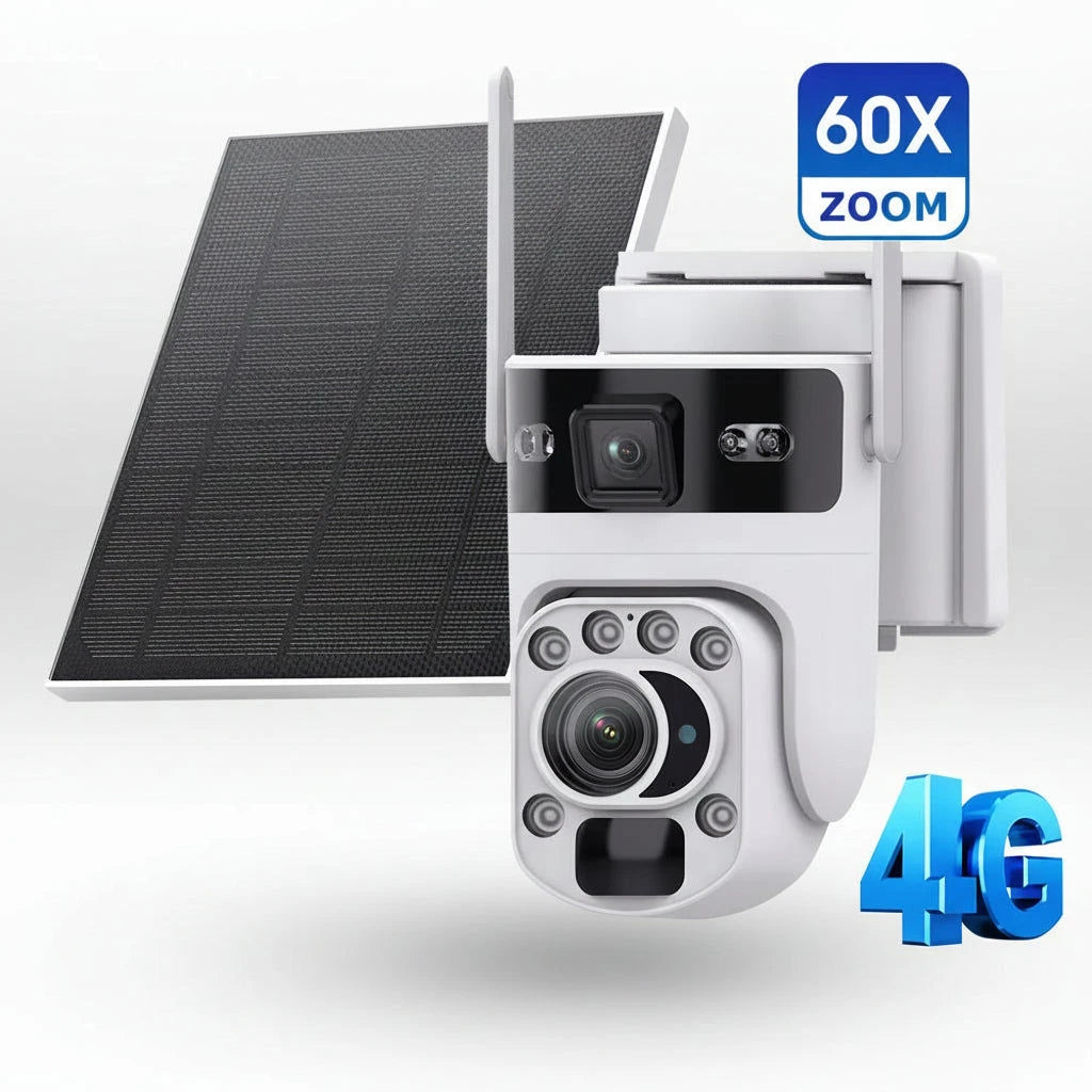 كاميرا مراقبة يو بوكس Ubox بطاقة شمسية 60X زوم 12MP 4G بشريحة بيانات 6K كاميرتين بطارية 10500mAh تتبع حركة بشري sweety1 كاميرات مراقبة