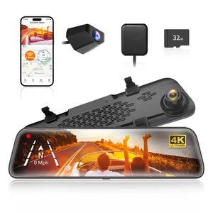 كاميرا داش كام الذيب لسيارة WOLFBOX G840S بشاشة 12 بوصة IPS - داش كام 4K مرآة رؤية خلفية مع GPS، تسجيل فيديو، رؤية ليلية HD، كاميرا مزدوجة، مسجل DVR، مراقبة الركن sweety1 داش كام