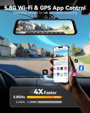 كاميرا داش كام لسيارة WOLFBOX G850 PRO 4K WiFi بشاشة 12 بوصة - مرآة داش كام مع ADAS وBSD، واي فاي 5.8 جيجاهرتز، تحكم صوتي، مسجل DVR، مرآة رؤية خلفية ذكية sweety1 داش كام