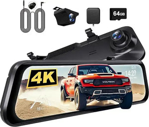 كاميرا داش كام لسيارة WOLFBOX G850 PRO 4K WiFi بشاشة 12 بوصة - مرآة داش كام مع ADAS وBSD، واي فاي 5.8 جيجاهرتز، تحكم صوتي، مسجل DVR، مرآة رؤية خلفية ذكية sweety1 داش كام