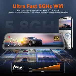 كاميرا داش كام الذيب لسيارة WOLFBOX G930 امامية و خلفية واي فاي 10 بوصة 4K مرآة ذكية GPS مراقبة 24 ساعة شاشة لمس Car Electronics