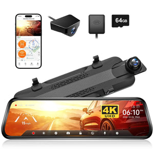 كاميرا داش كام الذيب لسيارة WOLFBOX G930 امامية و خلفية واي فاي 10 بوصة 4K مرآة ذكية GPS مراقبة 24 ساعة شاشة لمس داش كام خلال 3-4 ايام مجانا 64 جيجا Car Electronics