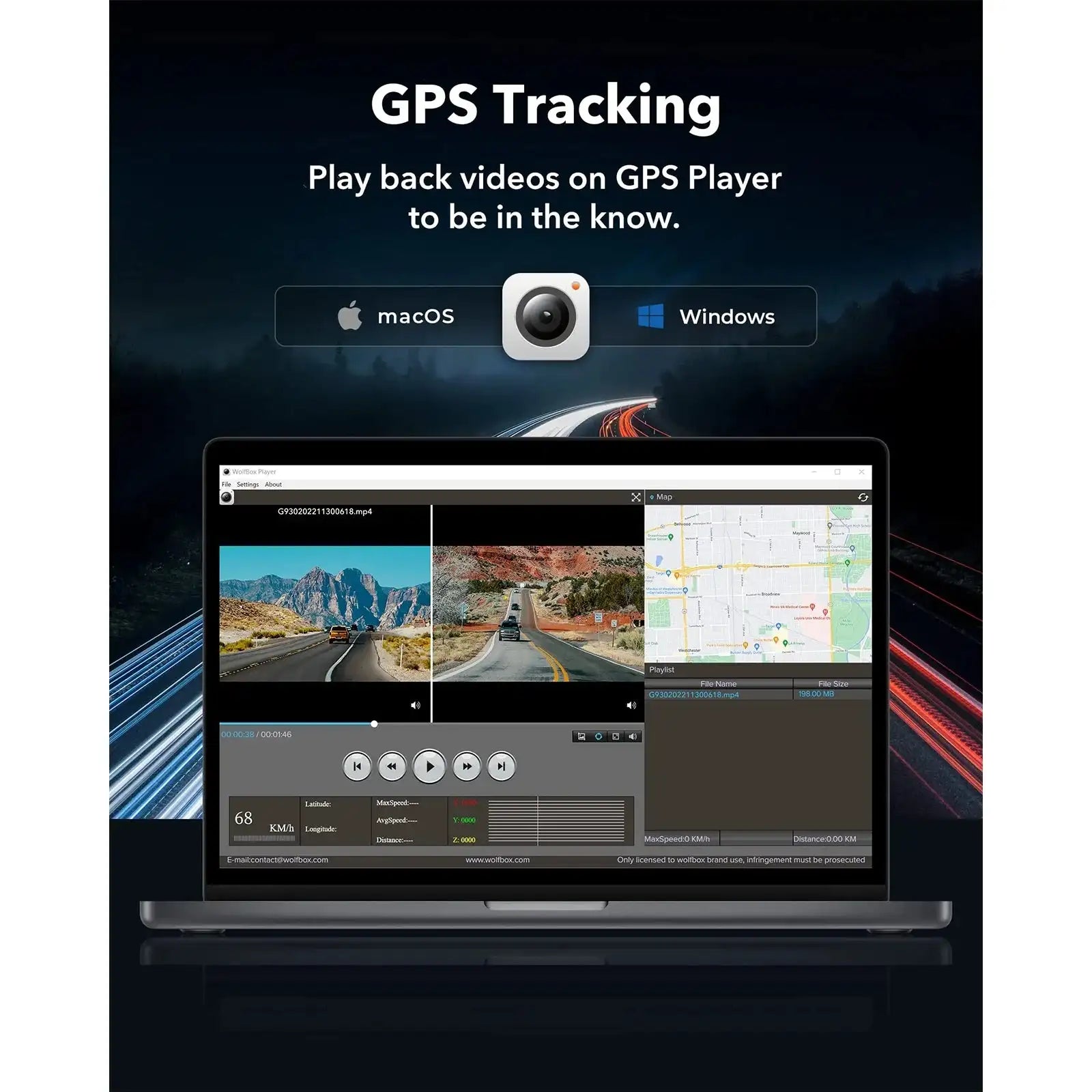 كاميرا داش كام الذيب لسيارة WOLFBOX G930 امامية و خلفية واي فاي 10 بوصة 4K مرآة ذكية GPS مراقبة 24 ساعة شاشة لمس Car Electronics